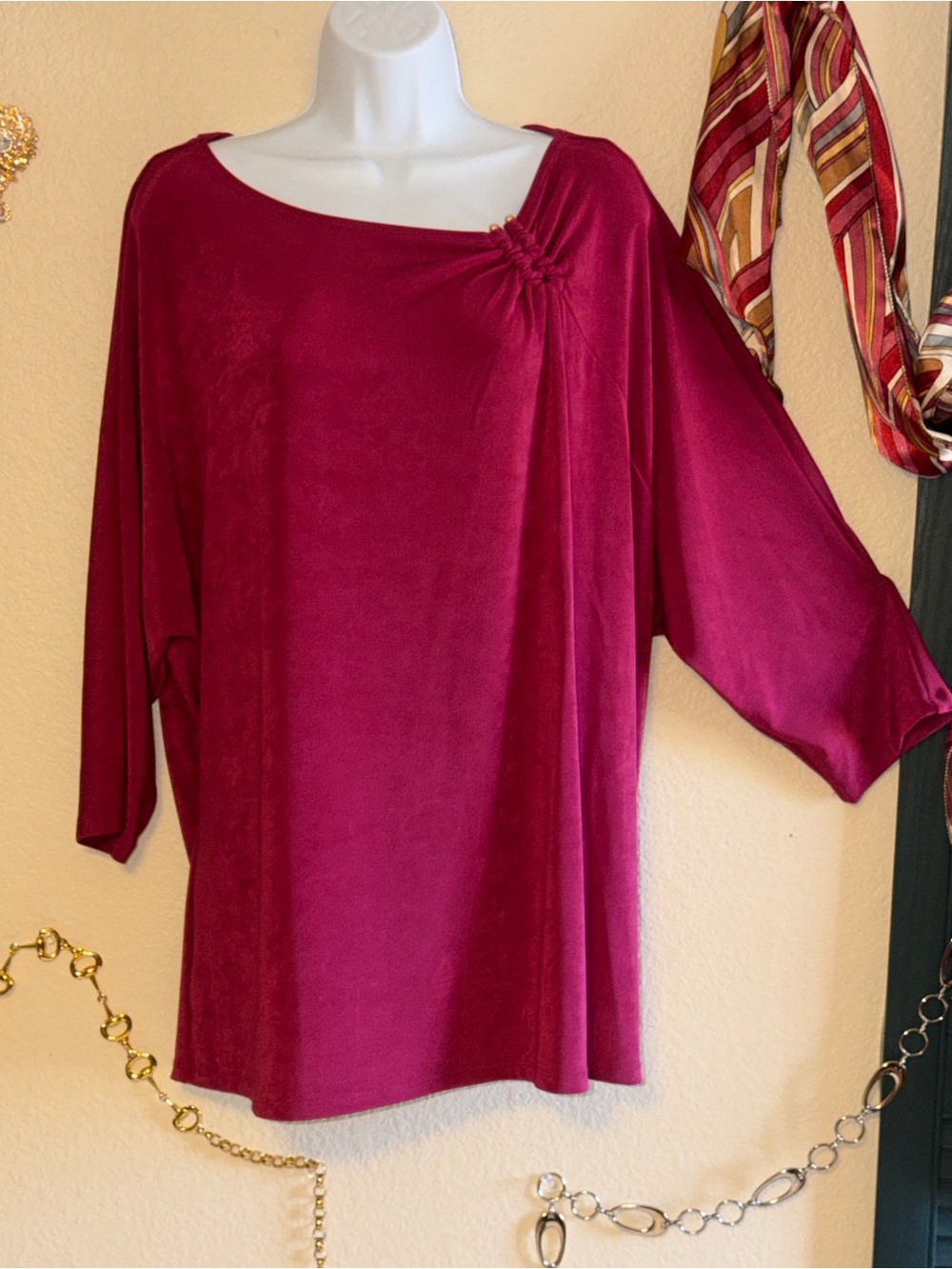 Chico's Travelers Shirt 4 20 22 2X 3X Plus Size Like New Women’s Burgundy Gold